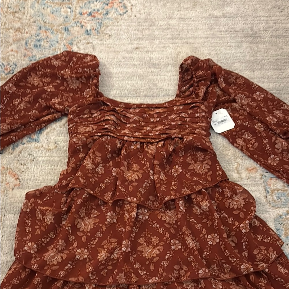 Altar'd State Floral Brown Dress